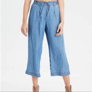 NWT American Eagle AE Brand chambray wide leg crop pants.